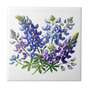 Blaue Lupinen Texas State Flower Lupine Aquarell  Fliese