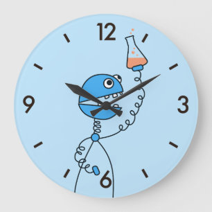 Blaue lustige Cartoon-Roboter-Chemie Große Wanduhr