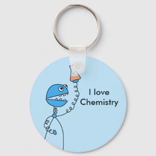 Blaue lustige Roboter-Liebe-Chemie personalisiert Schlüsselanhänger