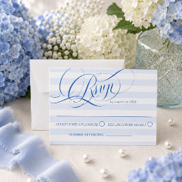 Blaue Luxus-Kalligrafie-Hochzeit RSVP Karte