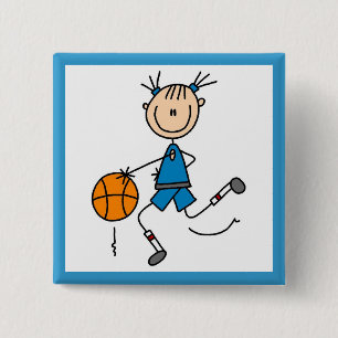 Blaue Mädchen-Basketball-Spieler-T-Shirts und Button