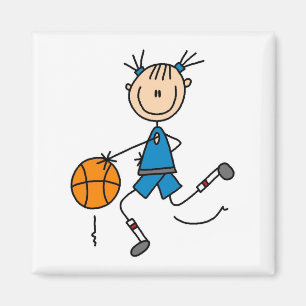 Blaue Mädchen-Basketball-Spieler-T-Shirts und Magnet
