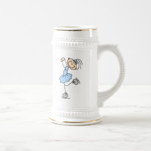 Blaue Mädchen-Figurenläufer-T-Shirts und Geschenke Bierglas