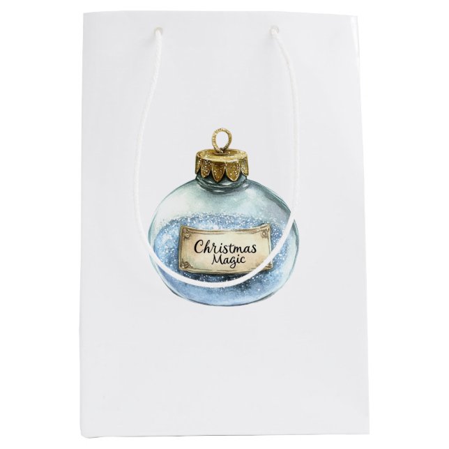 Blaue Magie-Schmuck-Weihnachtslichter Mittlere Geschenktüte (Vorderseite)