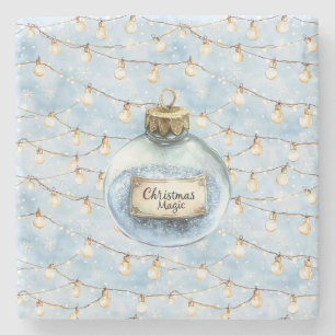 Blaue Magie-Schmuck-Weihnachtslichter Steinuntersetzer