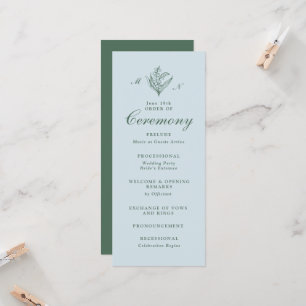 Blaue Maiglöckchen-Monogramm-Hochzeitsprogramm Einladung