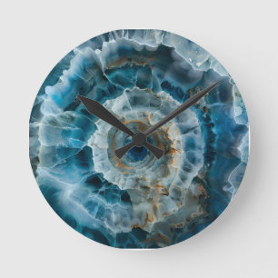 Blaue Makro-Foto-Achat-Marmor-Steine Runde Wanduhr