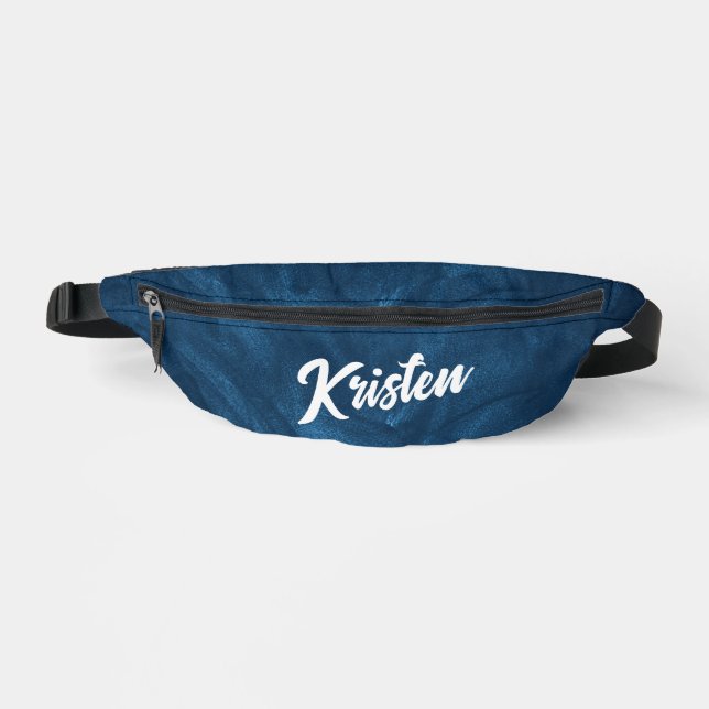 Blaue Malerei Moderner Weißer Text Bauchtasche (Vorderseite)