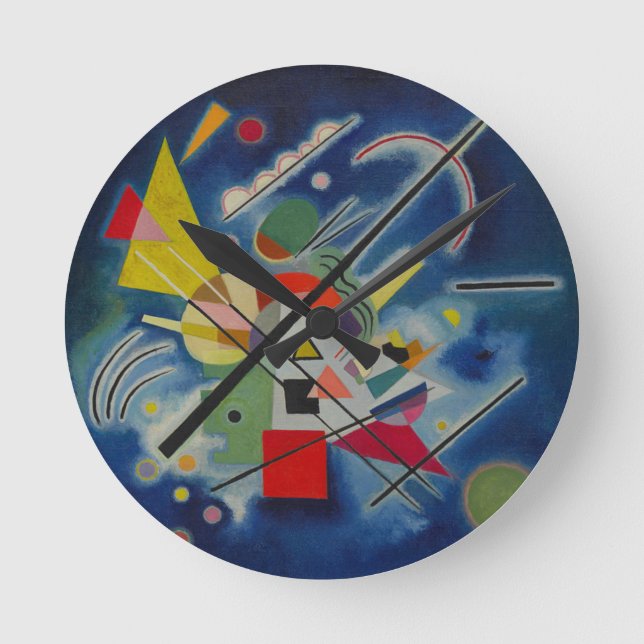 Blaue Malerei von Kandinsky Runde Wanduhr (Vorderseite)