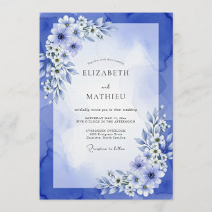Blaue malerische Anemone Hochzeit Einladung