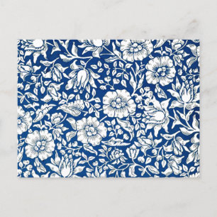 Blaue Malve, Vintage-Muster, Postkarte