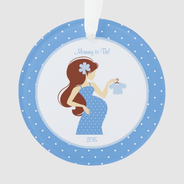Blaue Mama, zum Schwangerschafts-personalisierte Ornament (Vorderseite)