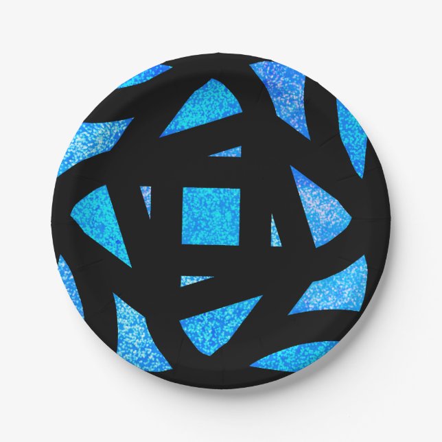 Blaue Mandala-Funkeln Pappteller (Vorderseite)