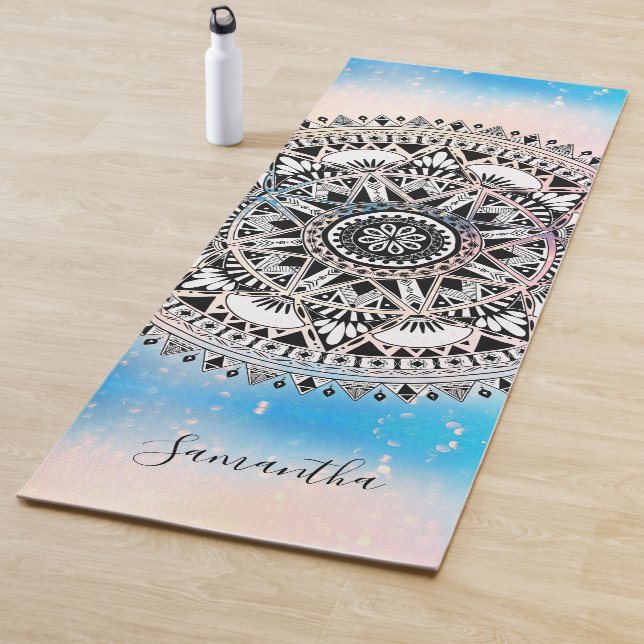 Blaue Mandala Geometric Mustername Yogamatte (Beispiel)