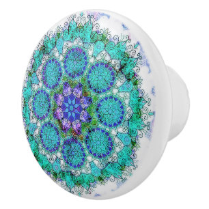 Blaue Mandala-Keramik-Griff Keramikknauf