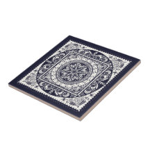 Blaue Mandala-Keramik-Kunst-Mitternachtsfliese