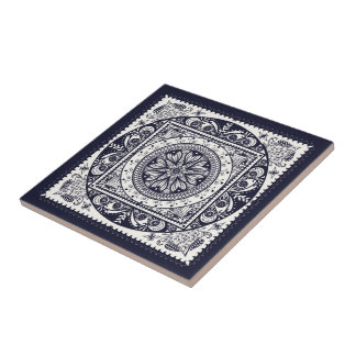 Blaue Mandala-Keramik-Kunst-Mitternachtsfliese Fliese