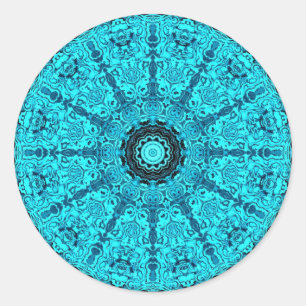 Blaue Mandala Runder Aufkleber
