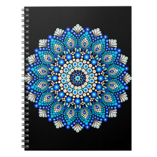 Blaue Mandala-Schürze mit Boho-Blumenmuster Notizblock