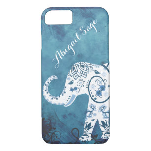 Blaue Mandalas auf dem weißen indischen Elefanten Case-Mate iPhone Hülle