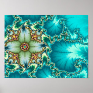 Blaue Mandelbrot-Fraktale Poster