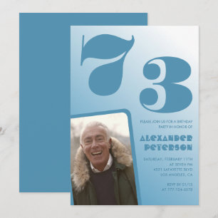 Blaue Männer Foto Gradient 73. Geburtstagseinladun Einladung