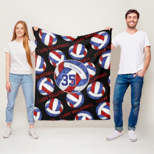 Blaue Mannschaft farbige Girls I Liebe volleyball Fleecedecke