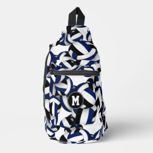 Blaue Mannschaftsfarben - Volleyball mit Monogramm Crossbody Bag