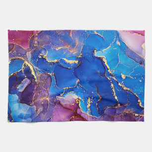 BLAUE MARBLE AGATE SILVER GLITZER GLAM GESCHIRRTUCH