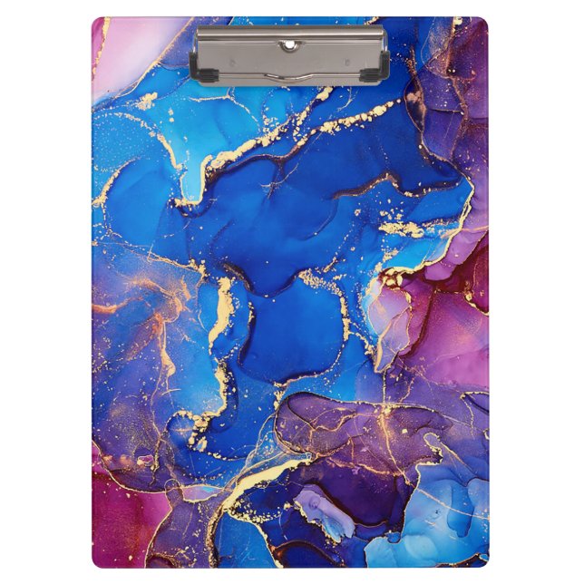 BLAUE MARBLE AGATE SILVER GLITZER GLAM KLEMMBRETT (Vorderseite)