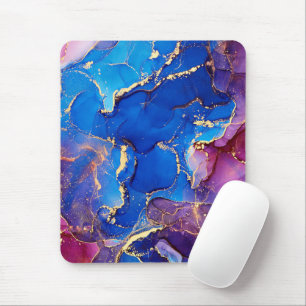 BLAUE MARBLE AGATE SILVER GLITZER GLAM MOUSEPAD