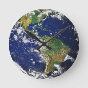 Blaue Marble_whole Welt in Ihren Händen Runde Wanduhr