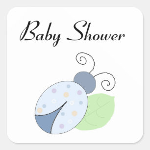Blaue Marienkäfer-Baby-Party Quadratischer Aufkleber