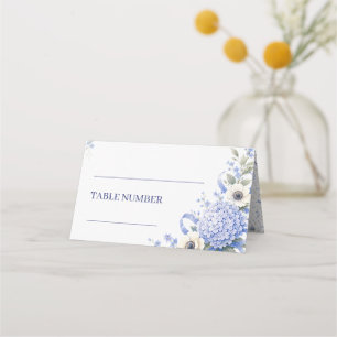 Blaue Marine Blumen Florale Boho Hochzeit Platzkarte