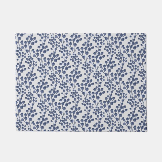 Blaue Marine botanisch Fußmatte (Vorderseite)