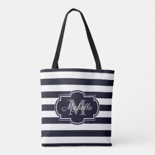 Blaue Marine Stripes Muster Tasche