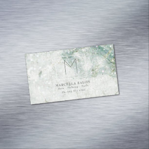 Blaue Marmor-Abstrakt-Frisörsalon-Monogramm Magnetische Visitenkarte