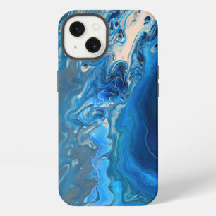Blaue Marmor-Achat-Textur Fluid Art iPhone Hülle