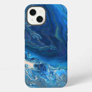 Blaue Marmor-Achat-Textur Fluid Art iPhone Hülle