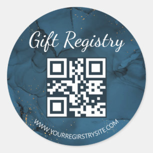 blaue Marmor-Geschenkregistry-QR-Code Baby Shower Runder Aufkleber