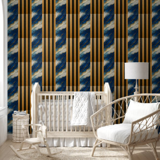 Blaue Marmor-Gold-Holzlattenpaneele - Zum Aufklebe Tapete