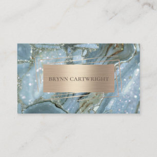 Blaue Marmor und Gold Moderne Elegant Visitenkarte