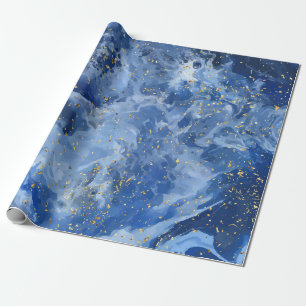 Blaue Marmor- und Goldtextur Geschenkpapier
