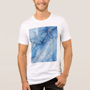 Blaue Marmor-Wasserfarben-Muster mit goldenen Ader Tri-Blend Shirt