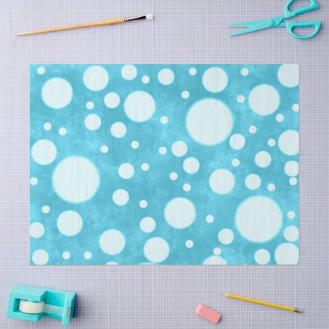 Blaue Marmor Weißpolka Dots Muster Decoupage Seidenpapier (Basteln)