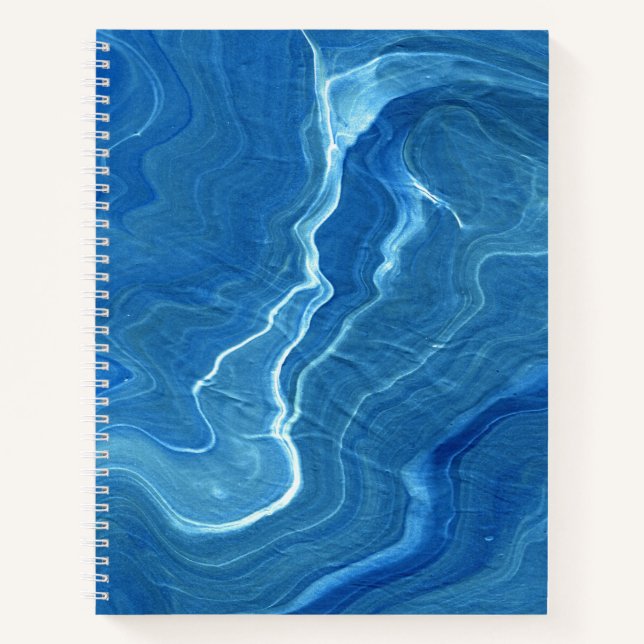 Blaue Marmorabstraktion Notizbuch (Vorderseite)