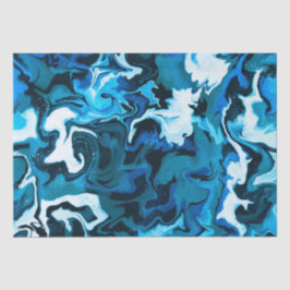 Blaue Marmorbrushstrokes Handgefertigt Seidenpapier