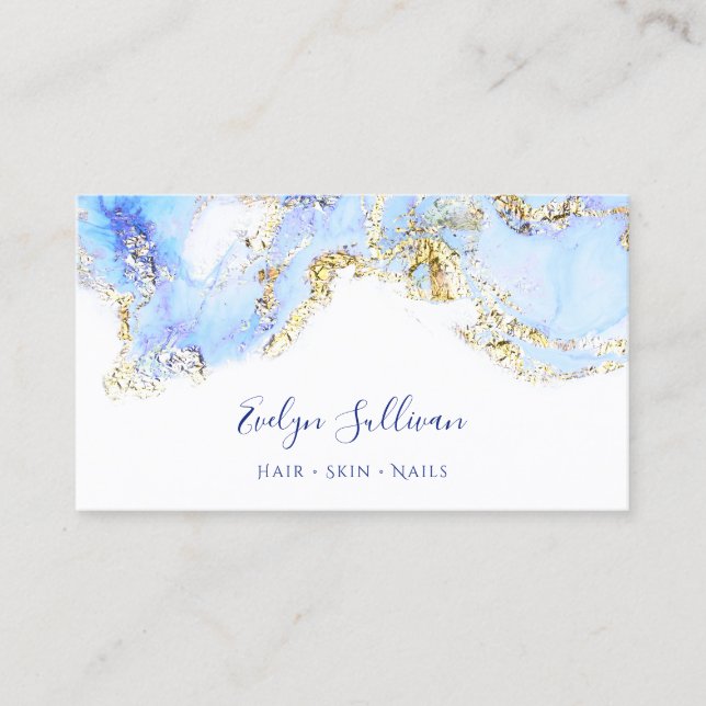 blaue Marmordesignkarte Visitenkarte (Vorderseite)