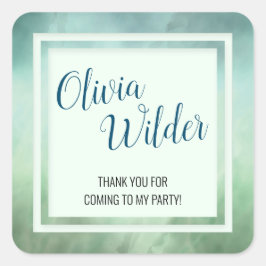 Blaue Marmorgrenze Quadratischer Aufkleber