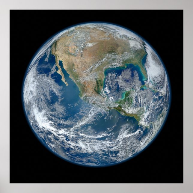 Blaue Marmorplanete Erde Nordamerika Mexiko Poster (Vorne)